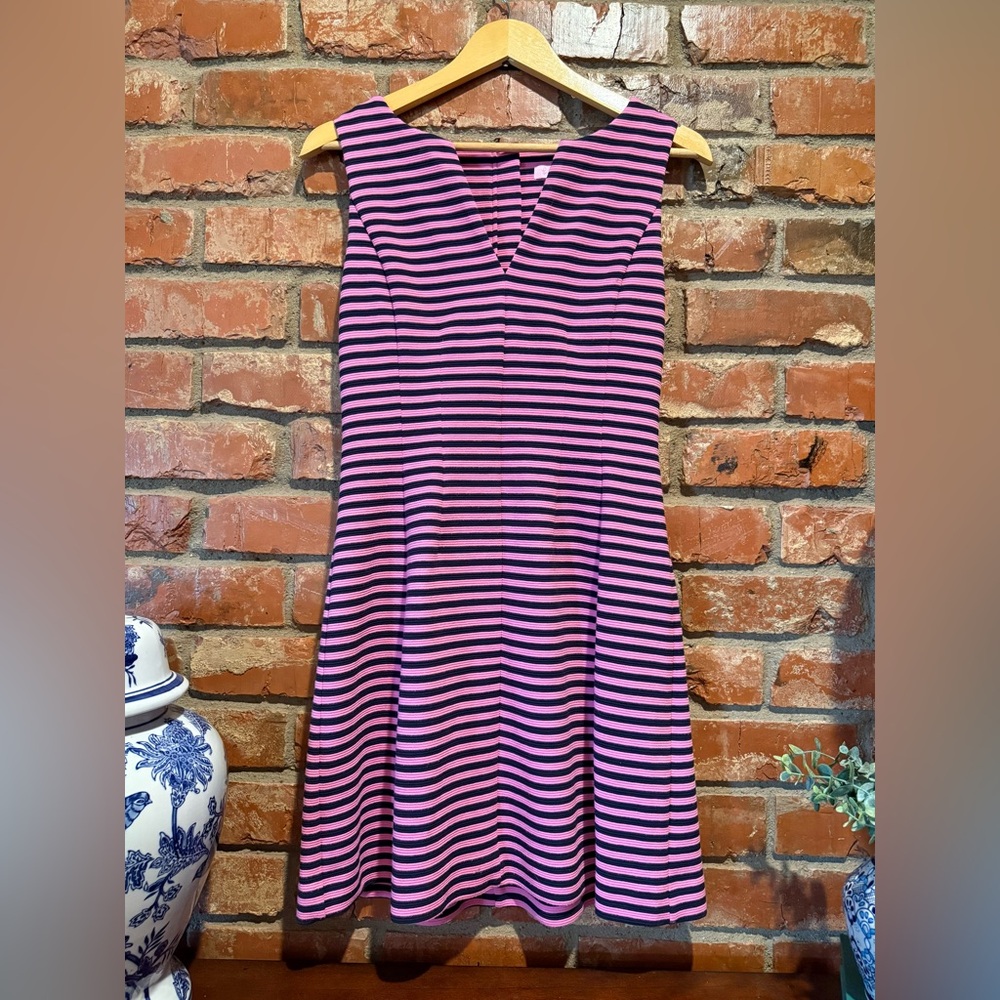 Lilly Pulitzer Pink and Navy Blue Striped Dress Size S